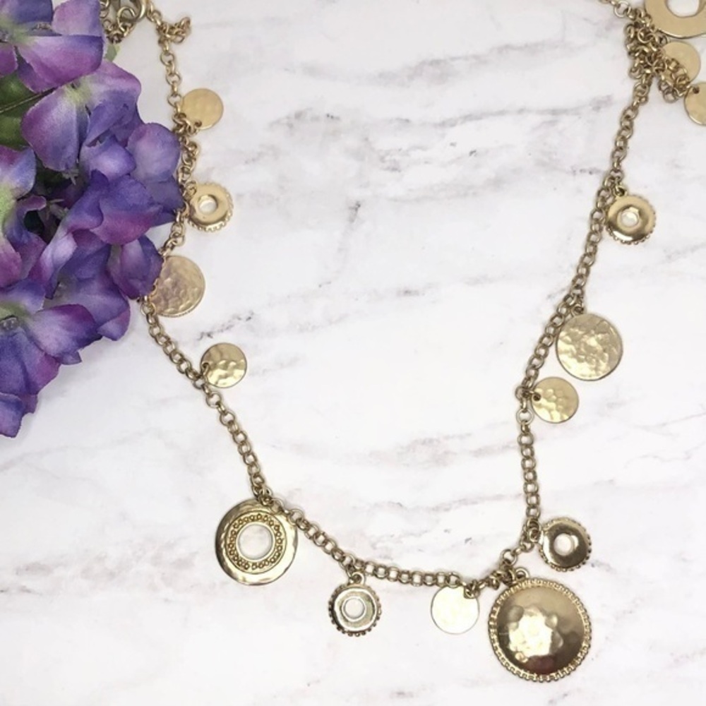 CHICOS GOLD TONE LONG PENDANT NECKLACE